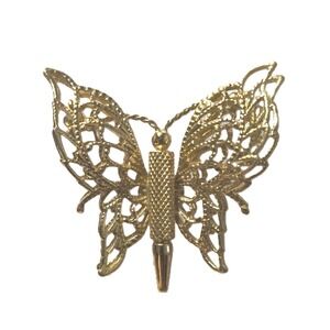 Monet gold-tone filigree butterfly design brooch, 1.5" x 1.5"